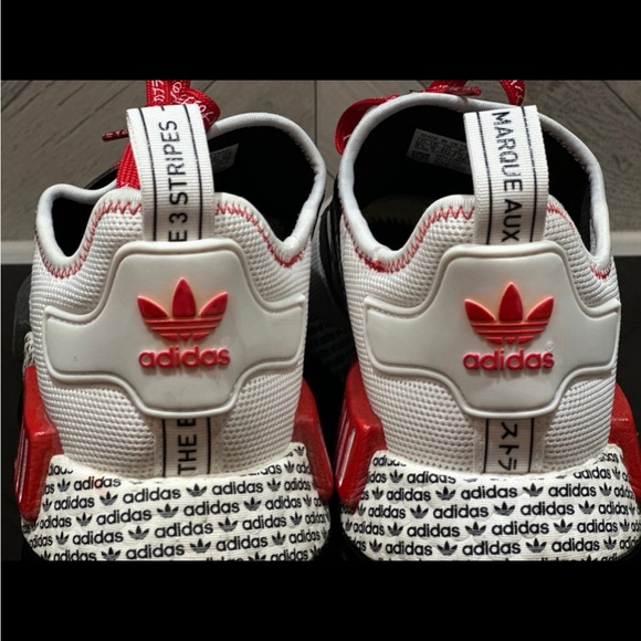 Adidas NMD_R1 “ Print Boost -White Black Red” 9.5 custom - Picture 2 of 8